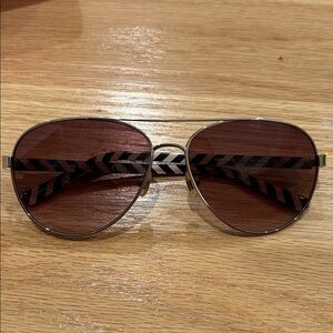 kate spade Gold Frame Aviator Sunglasses with Brown Lenses